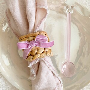 Velvet Bow Water Hyacinth Napkin Ring, Bow Tableware, Romantic, Chic, Romantic Dinner Party, Coquette, Hostess Gift, Wedding Gift Decor image 5