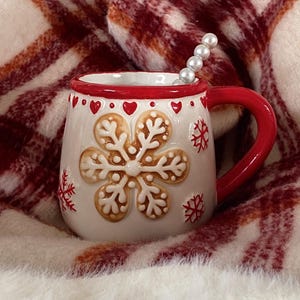 Snowflake Ceramic Mug, Christmas Morning Coffee, Hot Chocolate, Holiday Kitchen Decor, Cozy Drinkware, I Smell Snow Season, Homebody Gift