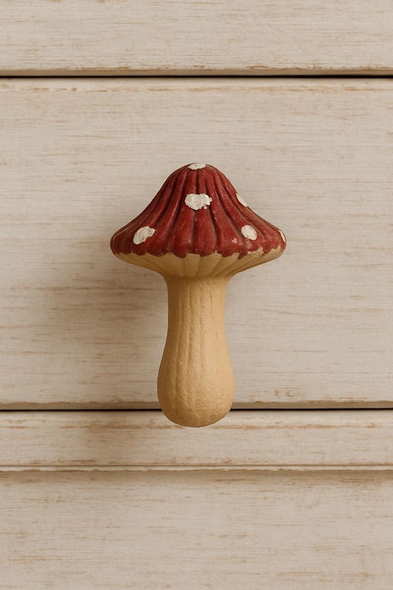 Red Mushroom Drawer Knob, Cabinet Pull, Cottagecore Hardware, Whimsical Furniture Handle, Woodland Home Accent, Cute Kids Room Decor, Gift