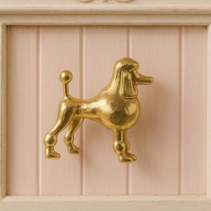 Poodle Metal Door Knob, Gold Cabinet Pull, Dog Drawer Handle, Kids Room Hardware, Animal Shaped Knob, Vintage Style, Home Accent, Gift