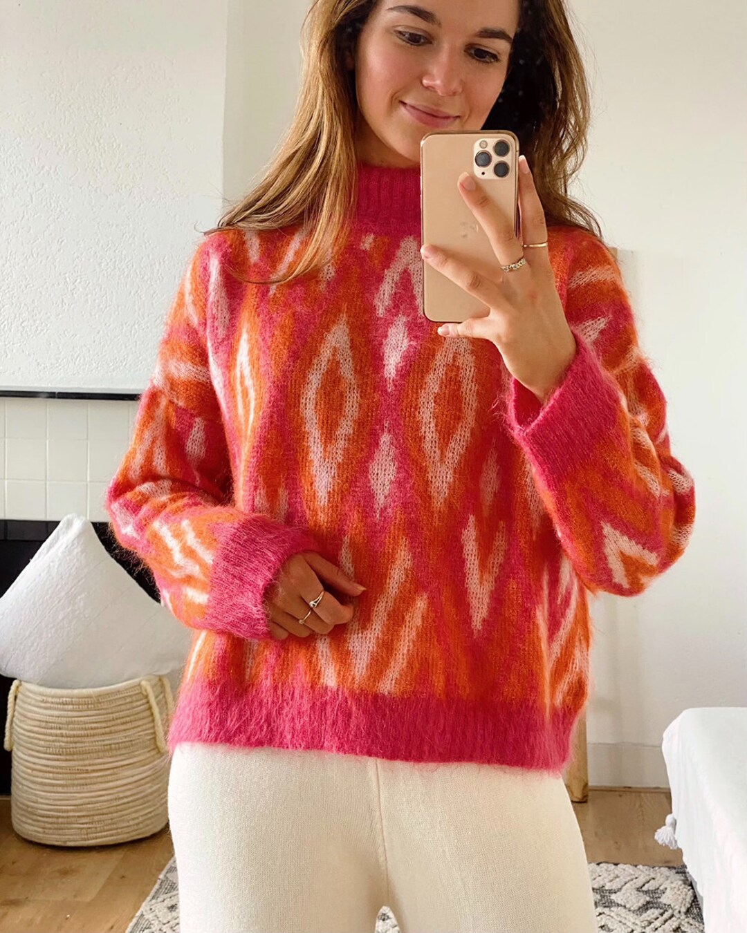 Kid Mohair Blend Sweater Aurora Pink Wool Sweater Pink Knit Etsy UK