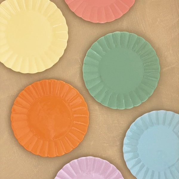 Wavy Plate, Pastel Scalloped Plate, Lilac, Pink, Blue, Green, Yellow, Orange, Bowl, Pastel Tableware, Kitchen Essential, Candycore Tableware