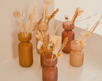 Vase en verre dépoli, fard à joues, terra, vase de fleurs ocre, verre recyclé, décoration printanière, bohème, ensemble de vases bohèmes, fait main, verrerie colorée