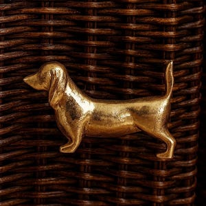 Dachshund Metal Door Knob, Gold Cabinet Pull, Dog Drawer Handle, Animal Shaped Hardware, Kids Room Decor, Vintage Style, Home Accent, Gift