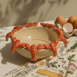 Red Lobster Seafood Bowl, Ocean-Inspired Serving Dish, Coastal Chic Decor, Beach House Kitchen, Resort Style Dining, Nautical Gift Idea image 1