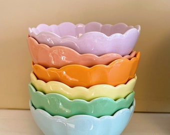 Wavy Bowl, Pastel Scalloped Bowl, Lilac, Pink, Blue, Green, Yellow, Orange, Bowl, Pastel Tableware, Kitchen Essential, Candycore Tableware