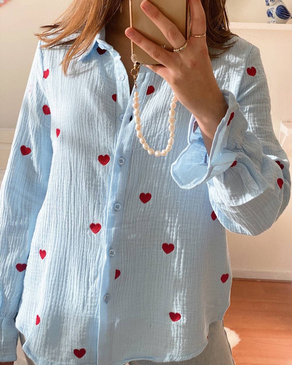 liten リテン　Heart embroidered blouse embroidered-heart-blouse-white