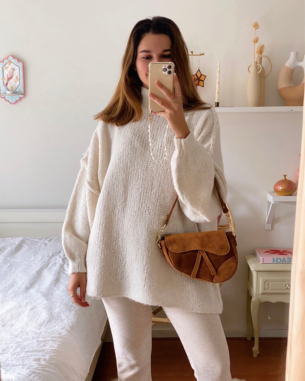 Oversized Wool Blend Sweater Latte, Wool Sweater, Oversized Ivory Knit ...