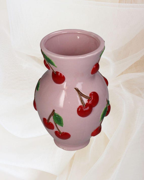 チェリーとハートの陶器花瓶 チェリーとハートの陶器花瓶 チェリーとハートの陶器花瓶 楽天市場
