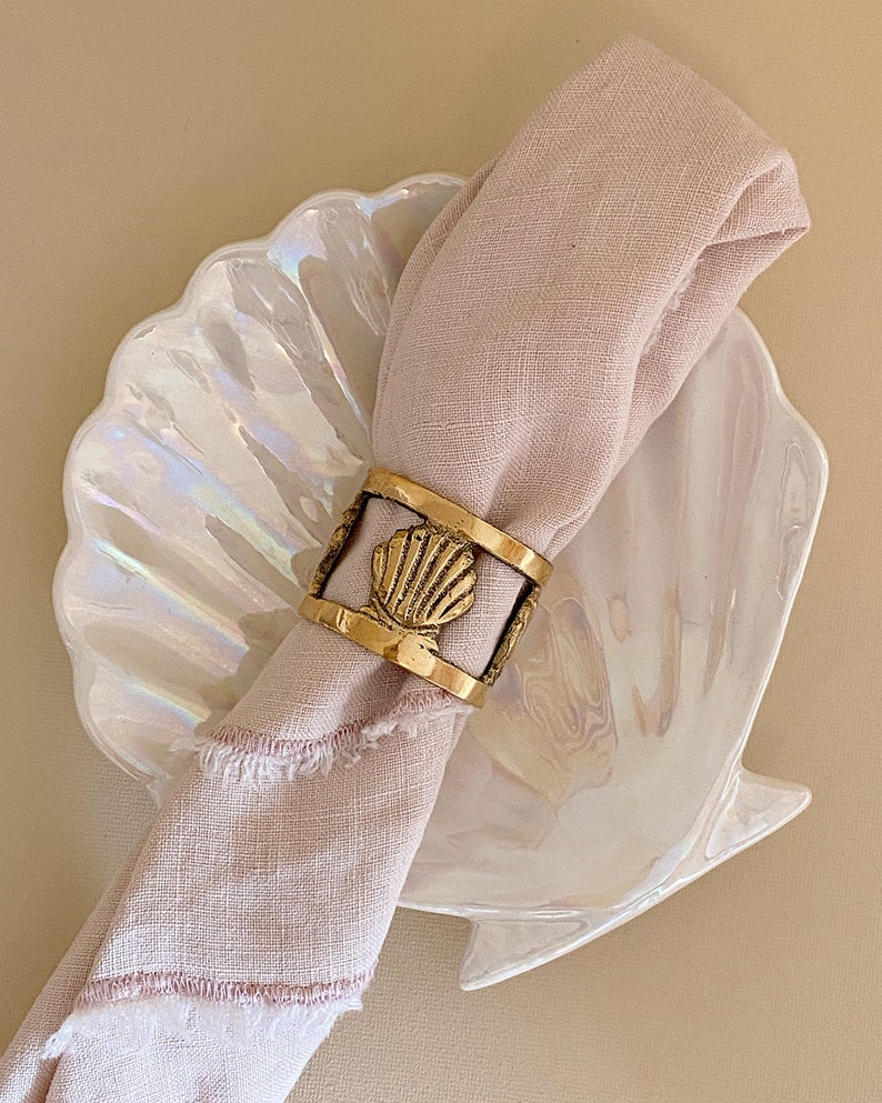 Seashell Napkin Ring, Recycled Brass, Golden, Luxe, Shell Tableware ...