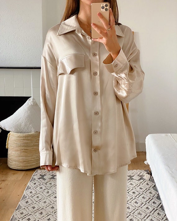 Silky Blouse Reverie, Wardrobe Staple, Essential, Feminine, Elegant, Casual Chic, Sophisticated, Timeless, Professional, Office Attire