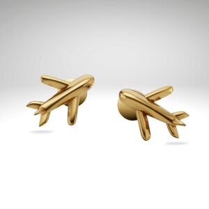 Puces d'oreilles petit avion en argent sterling | Bijoux d'aviation | Cadeau pilote | Bijoux minimalistes pour amoureux des voyages