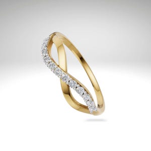 Eternal Diamond Infinity Ring | Gold Plated Silver Promise Ring | Minimalist Proposal Gift for Her