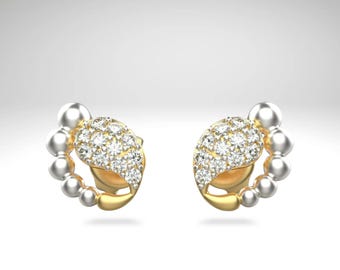 Tiny Baby Foot Studs Diamond Earrings | Keepsake Mom Gift | Silver Newborn Baby Feet Charm