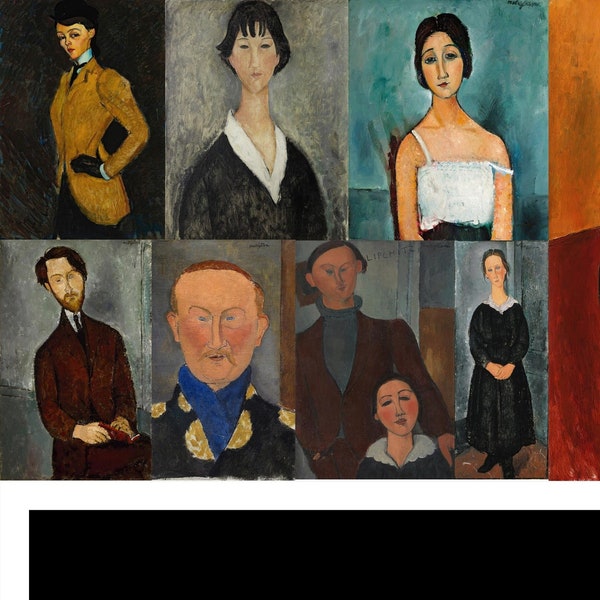 Amedeo Modigliani Digital Print Collection: Set of 9 Expressionist Paintings