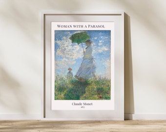 Digital Print: "Woman with a Parasol" by Claude Monet - Impressionist Painting - Portrait Wall Art