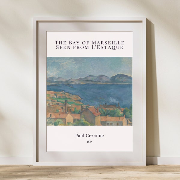 Digital Print: "The Bay of Marseille Seen from L'Estaque" by Paul Cézanne - Classic Post-Impressionist Landscape Painting  - Wall Art