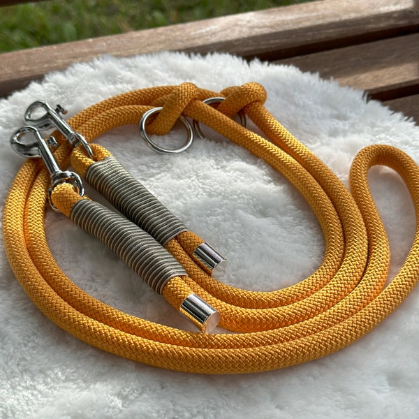 Dog leash made of rope, rope leash, handmade leash in yellow