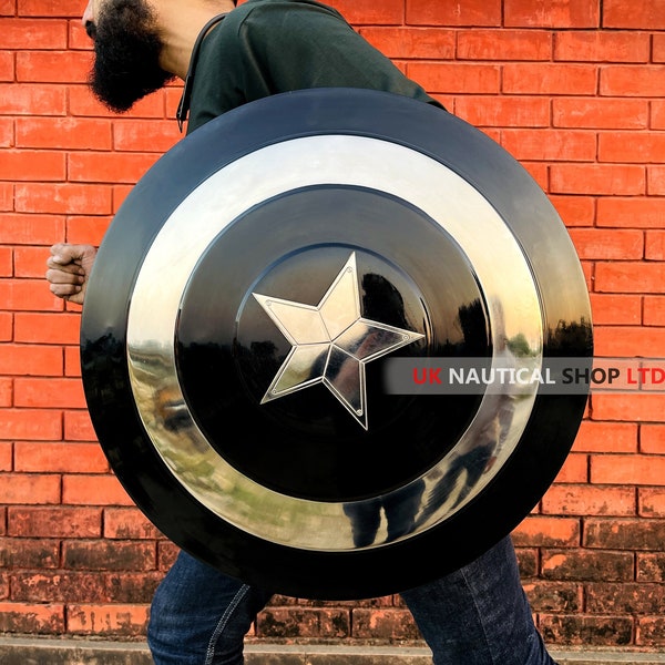 Schwarzes Captain America Schild - Captain America Schild - Metall Prop Replica - Maßstab 1:1 - Captain America Cosplay