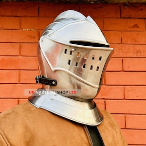 European Closed Helmet - Medieval Knight Helmet - Larp Fancy Armour Costume Dress