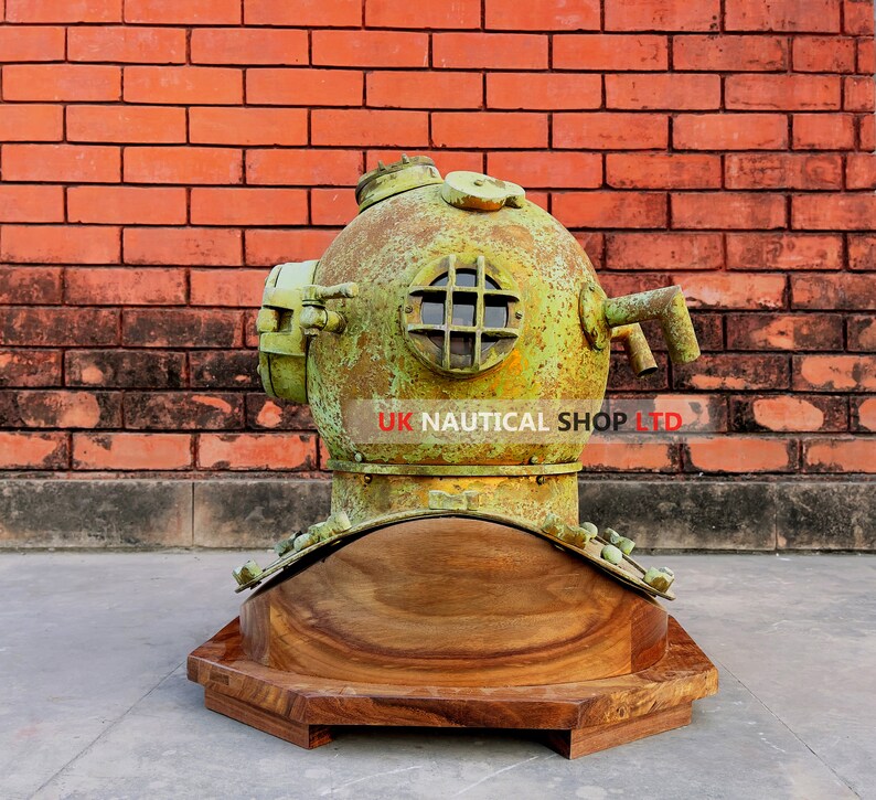 Scuba Diving Helmet Rusty Green Finish Diving Helmet U.S Navy Mark V