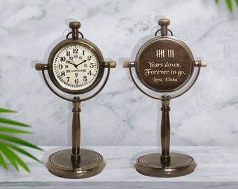 Desk Clock Engraved - Personalized Antique desk clock - The Best Christmas Gift - Birthday, Anniversary gift Husband Gift Wedding Gift