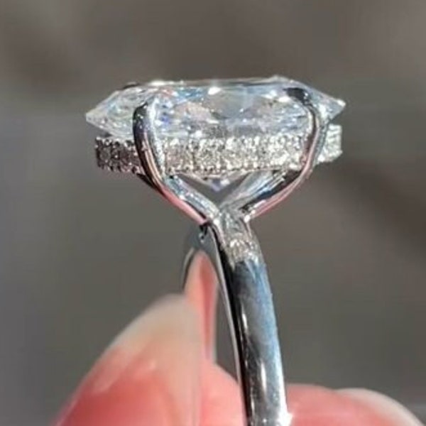 2.0CT Hidden halo Oval Ring| 10K/14K Gold Ring |Moissanite Engagement Ring |Oval Cut Anniversary Ring| Moissanite Wedding Ring| Giftforher