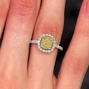 Cushion Cut Yellow moissanite Engagement Ring , Yellow Stone Wedding Ring , Yellow Engagement Ring, Simple Anniversary 1.5 CT Cushion