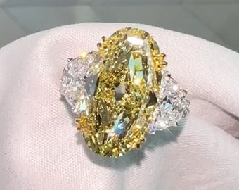 Oval Yellow Diamond Ring, Stone Engagement Ring, Carats Oval