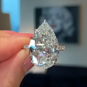 Custom Order - 15 CT pear moissanite ring with two side stone in 925 silver