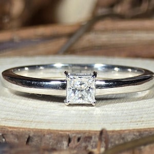 Bague de fiançailles avec diamants cultivés en laboratoire Bague diamant taille princesse Bague solitaire pour cadeau d&#39;anniversaire Bague de mariage simple diamant princesse pour elle