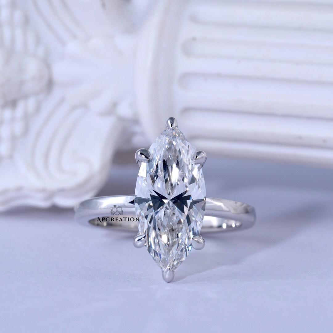 3CTIGI Certified Marquise Cut Lab Grown Diamond Solitaire Engagement ...