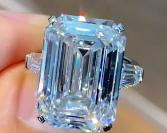 Anel de diamante | Anel de noivado | Anel de noivado de moissanita | Aliança de casamento | Anel de aniversário com lapidação esmeralda de 10 quilates | Aliança de casamento de moissanita