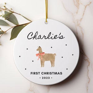 Baby&#39;s First Christmas 2023, Personalized Baby Name Christmas Ornament, Llama Alpaca Christmas Ornament, Newborn Christmas Gift, Baby Girl