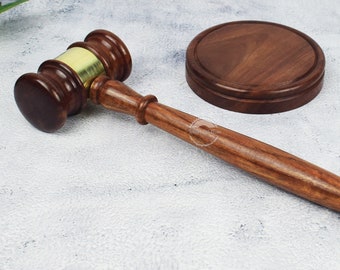 Wooden Justice Gavel Classic, Wooden Hammer perfect for Judge, Wooden Gavel with Sound Block Peronalized Gavel 10.50X3.125X1.75 Inch.