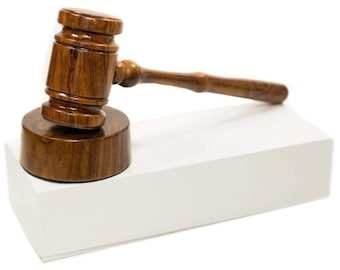 Wooden Justice Gavel Classic, Minim Wooden Hammer perfect for Judge, Lawyer Gift, Wooden Gavel with Sound Block, 10.50X3.125X1.75Inch