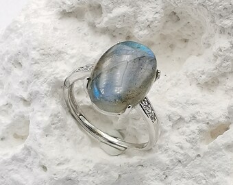 Bague Labradorite | Pierre de Labradorite véritable | Bague réglable-ajustable | Lithothérapie | Bijou pierre naturelle | Idée cadeau femme