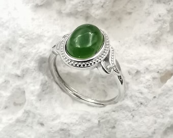 Bague en Jade vert | Bague pierre verte réglable-ajustable | Bijou femme en véritable pierre naturelle | Bague en pierre semi précieuse