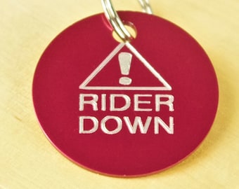 Rider Down Horse Tack Bridle Saddle Tag - Red (30mm / 1.25")