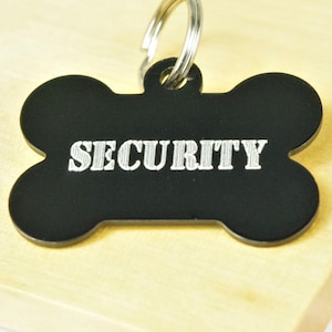 Engraved Bone Pet ID Tag: "Security" Aluminium Dog Tag