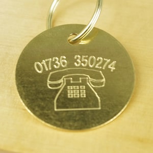Brass Telephone Pet Id Tags Engraved Solid Brass Pet Name Tags 30mm Pet Tags