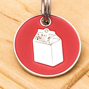 Cat Milk Carton ID Tag Red