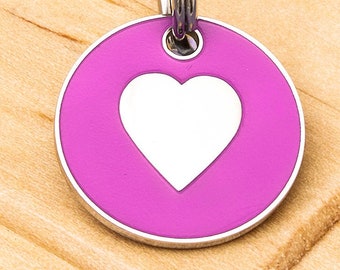 Cat ID Tag / Puppy ID Tag Pink Heart 20mm