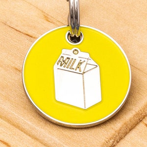 Cat Milk Carton ID Tag Yellow