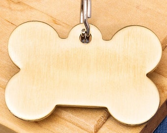 Engraved Brass Bone Pet ID Tag: Durable Dog Tag