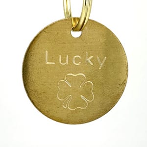 Brass Shamrock Pet Id Tags, Engraved Lucky Brass Dog Tag, Large Engraved Solid Brass Pet Name Tags, 30mm Pet Tags
