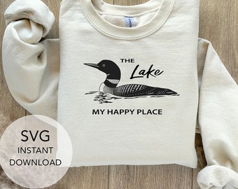 The LAKE - My Happy Place SVG, Use For Minnesota, Upper Peninsula Michigan, Wisconsin and Areas With Lakes, Lake Cabin Svg, Digital File