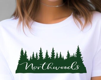Northwoods With Pine Trees, Use For Minnesota, Michigan, Wisconsin and Areas With Northern Woods, Lake Cabin Svg, Digital File