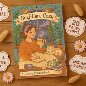 Libro para colorear de autocuidado: 20 páginas relajantes para adultos y adolescentes. Imprimible / Tamaño A4 + Carta / Descarga instantánea.