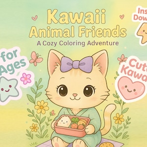 Libro para colorear de animales kawaii: adorables criaturas para colorear / A4 + Carta / Descarga instantánea / Páginas imprimibles